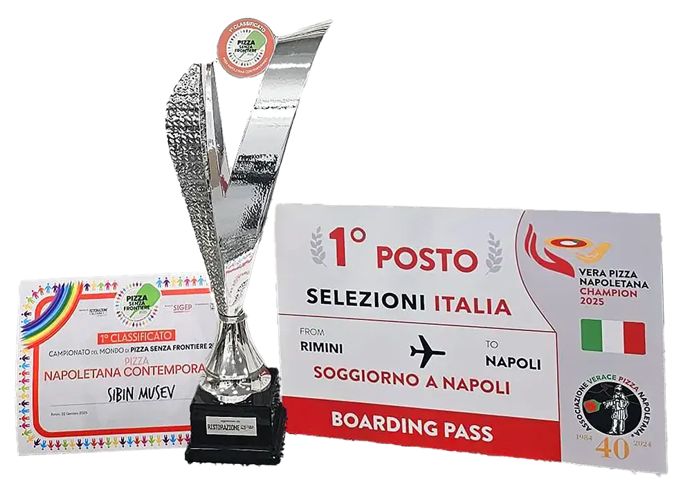 Pokal, Siegerurkunde und Boarding Pass der Selezioni Italia, Rimini nach Neapel